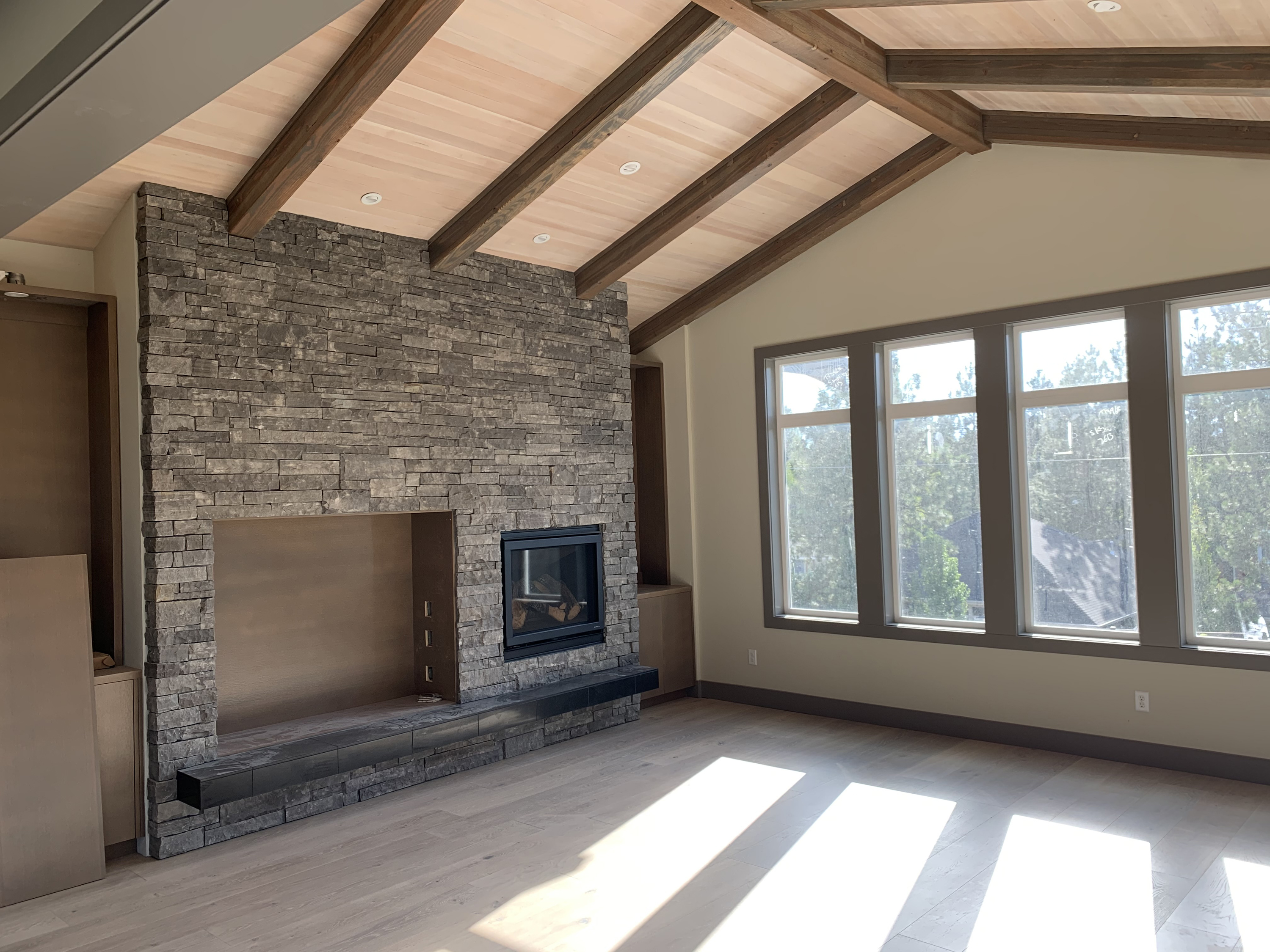 family room wood ceiling